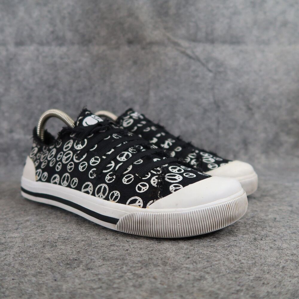 Union Bay Shoes Womens 6.5 Slip On Sneaker Flight Peace Casual Canvas Black Flat